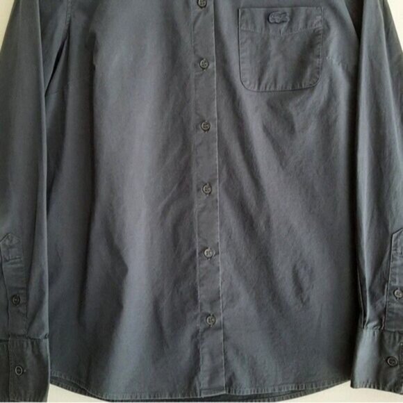 LACOSTE Classic Button Down Shirt Navy Blue Sz L - Picture 3 of 9